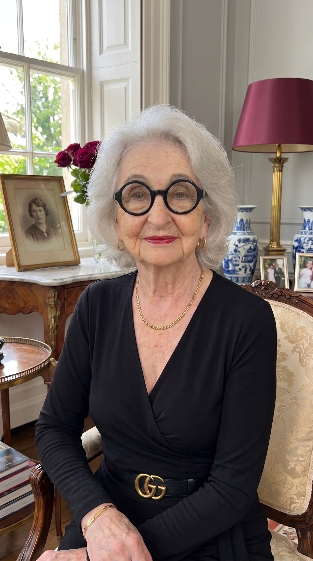 Colette, 89 ans, assise dans son salon